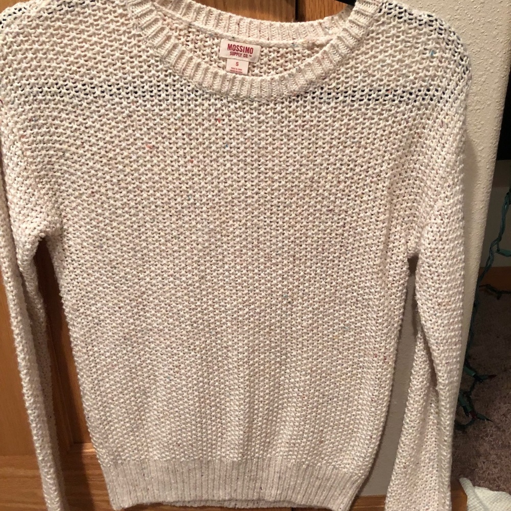 White With Multi Colored Specks Sweater